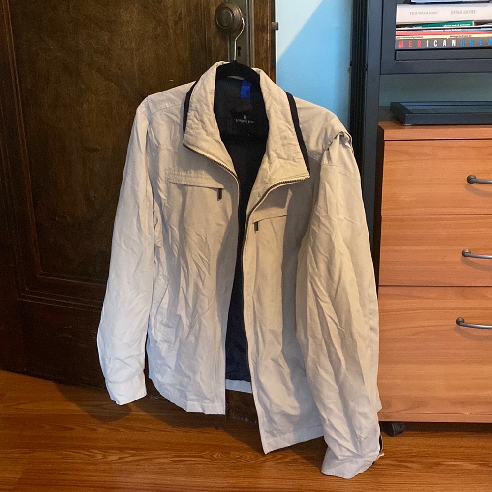 London Fog, cream colored Men’s fall jacket